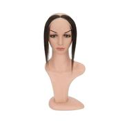 Topper para mujer, cabello humano, 25,4 cm, línea de pelo natural, manchas de pelo, pérdida de pelo, gancho de mano, encaje, nudo, cabello invisible, añade volumen al cabello (negro natural)