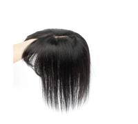 Topper para mujer, pelo real, 8 x 12 cm, cubierta con flequillo para adelgazar el cabello, para el uso diario agrega volumen del cabello (8 pulgadas, negro natural)