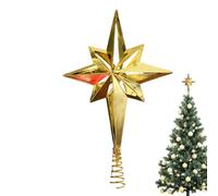 Topper para Navidad - 3D Star Treetop 9.5 "| Tapones portátiles de estrellas con brillo dorado con luces LED, hoteles de decoración de hoteles, restaurantes, centros comerciales, puerta de entrada