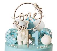 Topper Tarta One 1 Año con Flores Cumpleaños Madera Cake Topper Happy Birthday Grande Para Fiesta 1 Año Cumpleaños Decoración Tarta