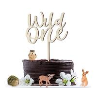 Topper Tarta Wild One 1 Año Cumpleaños Madera Cake Topper Happy Birthday Grande Para Fiesta 1 Año Cumpleaños Decoración Tarta