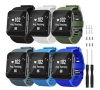 TopPerfekt Correa compatible con Garmin Forerunner 35, correa de repuesto de silicona suave para reloj inteligente Garmin Forerunner 35 (paquete de 6/4 hebilla negra)