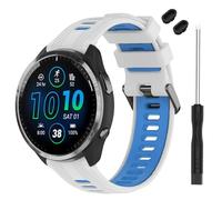 TopPerfekt Correa compatible con Garmin Forerunner 965, correa de repuesto de silicona suave para reloj inteligente 965 para mujeres y hombres, color blanco y azul