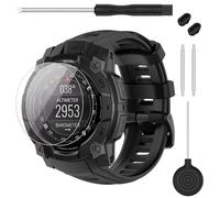 TopPerfekt Correa compatible con Garmin Instinct 3, correa de repuesto de silicona suave de 22/26 mm y 2 protectores de pantalla para Instinct 3 45/50 mm AMOLED/Solar Smart Watch para mujeres y