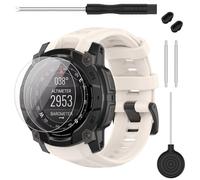 TopPerfekt Correa compatible con Garmin Instinct 3, correa de repuesto de silicona suave de 22/26 mm y 2 protectores de pantalla para Instinct 3 45/50 mm AMOLED/Solar Smart Watch para mujeres y
