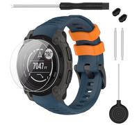 TopPerfekt Correa compatible con Garmin Instinct E 40 mm 45 mm, correa de repuesto de silicona suave 20 mm 22 mm y 2 protectores de pantalla para reloj inteligente Instinct E para mujeres hombres