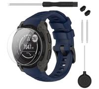 TopPerfekt Correa compatible con Garmin Instinct E 40 mm 45 mm, correa de repuesto de silicona suave 20 mm 22 mm y 2 protectores de pantalla para reloj inteligente Instinct E para mujeres hombres