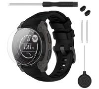 TopPerfekt Correa compatible con Garmin Instinct E 40 mm 45 mm, correa de repuesto de silicona suave 20 mm 22 mm y 2 protectores de pantalla para reloj inteligente Instinct E para mujeres hombres