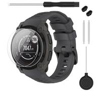 TopPerfekt Correa compatible con Garmin Instinct E 40 mm 45 mm, correa de repuesto de silicona suave 20 mm 22 mm y 2 protectores de pantalla para reloj inteligente Instinct E para mujeres hombres