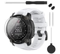 TopPerfekt Correa compatible con Garmin Instinct E 40 mm 45 mm, correa de repuesto de silicona suave 20 mm 22 mm y 2 protectores de pantalla para reloj inteligente Instinct E para mujeres hombres