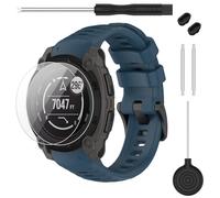 TopPerfekt Correa compatible con Garmin Instinct E 40 mm 45 mm, correa de repuesto de silicona suave 20 mm 22 mm y 2 protectores de pantalla para reloj inteligente Instinct E para mujeres hombres