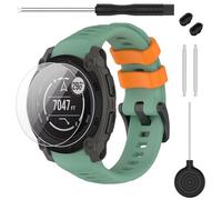 TopPerfekt Correa compatible con Garmin Instinct E 40 mm 45 mm, correa de repuesto de silicona suave 20 mm 22 mm y 2 protectores de pantalla para reloj inteligente Instinct E para mujeres hombres