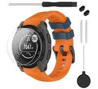TopPerfekt Correa compatible con Garmin Instinct E 40 mm 45 mm, correa de repuesto de silicona suave 20 mm 22 mm y 2 protectores de pantalla para reloj inteligente Instinct E para mujeres hombres