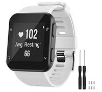 TopPerfekt Correa de reloj Compatible con Garmin Forerunner 35, Reloj Inteligente Forerunner 35 de Reemplazo Suave de Silicona, apto para Muñecas de 5.11 "-9.05" (130-230mm) -Blanco(Negro)