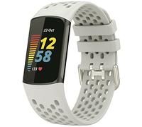 TopPerfekt Correa de Repuesto para Reloj Fitbit Charge 6, Brazalete Ajustable de Deporte en Silicona Flexible Bandas para Seguimiento de Actividad Charge 5 para Hombre y Mujer - Blanco Lunar