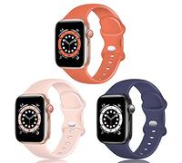 TopPerfekt Correa de silicona compatible con Apple Watch Correa de 38 40 42 44 mm, correas de repuesto de silicona para iWatch Series 6 5 4 3 2 1 SE (38/40mm-S/M, Coral/Azul Gris/Arena Rosa)
