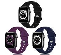 TopPerfekt Correa de Silicona Compatible con Apple Watch Correa de 38 40 42 44 mm, Correas de Repuesto de Silicona para iWatch Series 6 5 4 3 2 1 SE (42/44mm-S/M, Negro/Morado Profundo/Azul Oscuro)