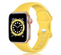 TopPerfekt Correa de silicona compatible con Apple Watch Correa de 38 40 42 44 mm, correas de repuesto de silicona para iWatch Series 6 5 4 3 2 1 SE (38/40mm-M/L, Amarillo)