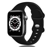 TopPerfekt Correa de Silicona Compatible con Apple Watch Correa de 38 40 42 44 mm, Correas de Repuesto de Silicona para iWatch Series 6 5 4 3 2 1 SE (38/40mm-S/M, Black)