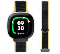 TopPerfekt Correas compatibles con Fitbit Ace LTE, suave y duradera, velcro, resistente al agua, transpirable, correa de repuesto deportiva 1 (borde negro y amarillo)