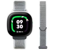 TopPerfekt Correas compatibles con Fitbit Ace LTE, suaves y duraderas, de velcro, resistentes al agua, transpirables, correas de repuesto deportivas, color gris oscuro y blanco