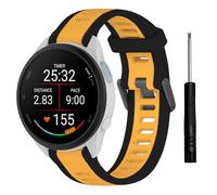TopPerfekt Correas deportivas compatibles con Garmin Forerunner 165/165, correa deportiva de silicona ajustable de repuesto para hombres y mujeres (20 mm), ribete negro y amarillo