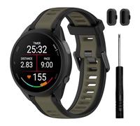TopPerfekt Correas deportivas compatibles con Garmin Forerunner 165/165, correa deportiva de silicona ajustable de repuesto para hombres y mujeres (20 mm), borde negro verde selva