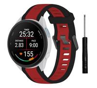 TopPerfekt Correas deportivas compatibles con Garmin Forerunner 165/165, correa deportiva de silicona ajustable de repuesto para hombres y mujeres (20 mm), borde negro y rojo
