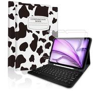 TopPerfekt Funda con teclado Bluetooth para iPad Air 11 (M3 2025 / M2 2024) con protector de pantalla, paquete de 2 unidades de vidrio templado de dureza 9H para iPad Air de 5ª/4ª generación de 10.9