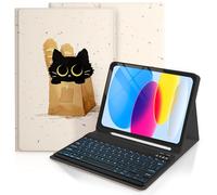 TopPerfekt Funda con teclado Bluetooth para iPad de 10ª generación de 10.9 pulgadas (2022), (A16) de 11ª/10ª generación de 11 pulgadas 2025 con retroiluminación de 7 colores, bonito diseño estético