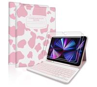 TopPerfekt Funda con teclado Bluetooth para iPad Pro de 11 pulgadas de 4ª/3ª/2ª/1ª generación (2022/2021/2020/2018) con protector de pantalla, paquete de 2 unidades de vidrio templado de dureza 9H