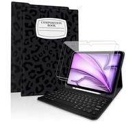 TopPerfekt Funda para iPad Air 11 (M3 2025 / M2 2024) con teclado Bluetooth con protector de pantalla, paquete de 2 unidades, vidrio templado de dureza 9H para iPad Air de 5ª/4ª generación de 10.9