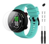 TopPerfekt Pulsera compatible con Garmin Forerunner 45s y 2 protectores de pantalla, correa de repuesto de silicona deportiva para Forerunner 45s