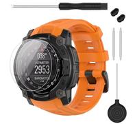 TopPerfekt - Pulsera compatible con Garmin Instinct 3, silicona suave de repuesto 22/26 mm y 2 protectores para Instinct 3 45/50 mm AMOLED/Solar Smart Watch para mujeres hombres, 22mm