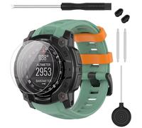 TopPerfekt - Pulsera compatible con Garmin Instinct 3, silicona suave de repuesto 22/26 mm y 2 protectores para Instinct 3 45/50 mm AMOLED/Solar Smart Watch para mujeres hombres, 26mm