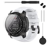 TopPerfekt - Pulsera compatible con Garmin Instinct 3, silicona suave de repuesto 22/26 mm y 2 protectores para Instinct 3 45/50 mm AMOLED/Solar Smart Watch para mujeres hombres, 26mm