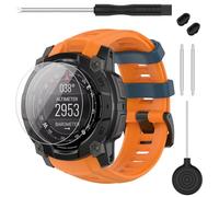 TopPerfekt - Pulsera compatible con Garmin Instinct 3, silicona suave de repuesto 22/26 mm y 2 protectores para Instinct 3 45/50 mm AMOLED/Solar Smart Watch para mujeres hombres, 22mm