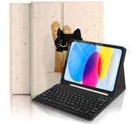 TopPerfekt Teclado para iPad Gen 11ª (A16) de 11 pulgadas 2025/10ª 10.9 pulgadas 2022, bonito diseño estético elegante protector con soporte para lápices para 10.9 pulgadas con teclado recargable