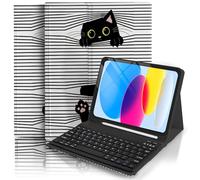 TopPerfekt Teclado para iPad Gen 11ª (A16) de 11 pulgadas 2025 / 10.9 pulgadas 2022, bonito diseño estético elegante protector con soporte para lápices para 10.9 pulgadas con teclado recargable, gato