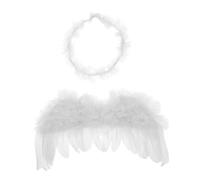 TOPPERFUN 1 Juego conjunto de alas de bebé disfraz de alas de angel disfraz infantil de ala de ángel accesorio de ala para suministros de fiesta de hadas hada ala adulto caucho blanco