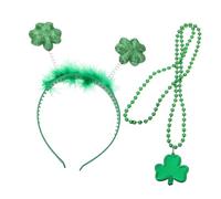 TOPPERFUN 1 Juego Conjunto de diadema de trébol collar irlandés Collar de cuentas collares del día de san patricio a granel collar de trébol Terciopelo Verde