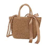 TOPPERFUN 1 pieza Bolso de Playa de Rafia para Mujer Bandolera Casual y Elegante para Almacenar Artículos Pequeños Diseño Único y Distintivo Color Marrón