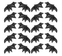 TOPPERFUN 10 Pares Alas de Murciélago Negras Decorativas para DIY, Accesorios Cabello y Disfraces de Halloween, Adornos de Tela Diseño Holográfico para Cosplay y Manualidades