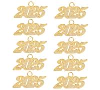 TOPPERFUN 10 Piezas colgante decorativo digital Insertar todo enlace para encantos del año 2025 Colgantes de joyería de bricolaje encantos del collar de año nuevo Aleación de zinc Dorado