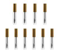 TOPPERFUN 10 Unidades de Botellas de Rímel Rellenable de Plástico Dorado con Varita, Capacidad 10ml, Ideales para Viaje y Uso en Casa