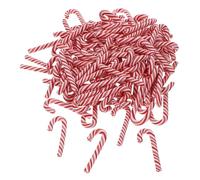 TOPPERFUN 100 Piezas Bastones de Mini Decorativos Navideños Accesorios DIY Resina para Joyería Fundas Móviles y Manualidades Rayas Clásicas Rojo Blanco