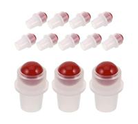 TOPPERFUN 12 Botellas Roll-on para Aceites Esenciales Tapas Aplicadoras de Piedra de Jade en Color Rojo, Previenen el Desperdicio y Fugas de Aceite para Aromaterapia