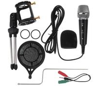 TOPPERFUN 1juego Micrófono De Condensador con para Grabación Móvil y Ordenador Set Completo con Funda y Amplificador para Karaoke y Transmisiones Negro