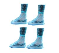 TOPPERFUN 2 Pares Cubrezapatos Impermeables Anti-Skid de PVC Transparente Cubrebotas Altos Reforzados para Lluvia y Barro Talla XL Azul Pack Protección Resistente para Exteriores