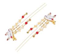 TOPPERFUN 2 piezas Horquillas de Aleación con Borlas Estilo Chino de Pasadores Vintage para Mujer y Niña Adorno de Mascara Dibujos Animados Accesorios de Pelo Decorativos Color Aleatorio